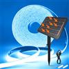 HEGEHE 24V Striscia solare per esterni [1M, blu ghiaccio], IP68 impermeabile striscia neon COB LED flessibile per interni, 1200MAH, 8 modalità di illuminazione, illuminazione giardino/patio/balcone
