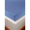 HEFEL Lenzuolo con angoli elasticizzati in jersey, 16 colori, tencel™ e cotone, 3 misure (blu medio, 140-160 x 200-220 cm)