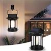 EBILUN Lampade solari da parete con sensore di movimento, 2400 mAh, USB LED, lampada a sospensione impermeabile con maniglia per decorazione per cortile, sentiero, patio (nero, 2)