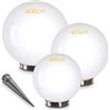 hofstein Lampada solare Nassau, set di 3 lampade a sfera in plastica bianca, Ø 20, 25 e 30 cm con picchetto a terra, con interruttore on/off, lampade solari con interruttore crepuscolare