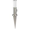 ledscom.de Dissuasore luminoso PORU con picchetto a terra per esterni, acciaio inox, rotondo, 38,5 cm, attacco, incl. lampadina E27, max. 963lm, bianco caldo
