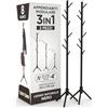 Eurocali 2 Appendiabiti Attaccapanni in Legno Naturale Colore Nero con 8 Ganci e Struttura Modulare 2 Altezze - per Cappotti Giacche Cappelli e Borse - Portabiti Ingresso e Ufficio - 174/124x43cm