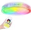 Froadp Lampada da soffitto da 60 W, dimmerabile, RGB LED, con telecomando, diametro 50 cm, rotonda, a risparmio energetico, IP44, impermeabile, per bagno, soggiorno, camera da letto (tipo B, anello di