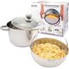 BEYOND Casseruola in Acciaio Inox con Cestello Scolapasta Estraibile e Coperchio in Vetro