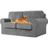 UNBBRRL Copridivano Ektorp Copri Divano in Velluto, Rivestimento Individuale del Cuscino E dello Schienale Salvadivano Lavabile Mobili Protector (Grigio Medio,Grande 3 posti 5 pz)
