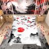 Loussiesd Ukiyoe, set copripiumino giapponese con motivo fiori di ciliegio e sole rosso, per bambini, ragazzi e ragazze, copripiumino in stile giapponese, 2 pezzi