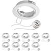 ledscom.de 10x cornice da incasso a soffitto FERE cornice da incasso bianca orientabile (LED/alogena/GU10/MR16/PAR16/50mm) incl. presa GU10