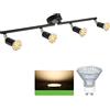 Tomshine Faretti a LED da Soffitto Orientabili, 4 Lampadine GU10 4W, Metallo Nichel Opaco, Illuminazione 400lm, Teste di Luce Girevoli Flessibili,Faretto Led Interno Moderna per Illuminazione Interna-Nero