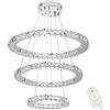Froadp 96W Lampada a Sospensione a tre Anelli in Cristallo, Dimmerabile LED Moderni Lampadario para Camera da Letto e Cucina e Sala da Pranzo e Corridoio e Soggiorno, Ø30cm+Ø50cm+Ø70cm