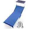 Tex family Telo Mare Lettino in Spugna di Puro Cotone BEDDY Beach © con Tasche Misura CM. 75 X 190 e Zaino Spiaggia - Blu