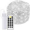 JANDEI - Catena Luminosa a LED Luce Fredda, 20 metri, 200 LEDs, Ghirlanda con Telecomando, Timer, Ricaricabile tramite USB (Batteria Portatile 1800MA). Stringa per Decorazione Interni ed Esterni