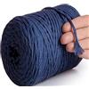 MeriWoolArt® Corda di Cotone 4mm 225m Corda Macramè Naturale, Filato Morbido per Tessuto da Parete, Macrame Fatto A Mano Parete Appeso Boho, Piume Macramè Acchiappasogni, Decorazione Macramè Fai Da Te