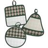 hobbymio.it Set da 3 Pezzi di presine natalizie da cucina da ricamare a punto croce, Presine Natale con Tela Aida, Tre pezzi di Presine scozzese a forma: Tonda, Quadrata, Campana (Verde scuro)
