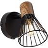 Lightbox Faretto da parete 13 x 17 cm - faretto da parete decorativo con testa orientabile e interruttore a levetta e base in legno - presa E14, max. 18 W - in metallo - in marrone scuro/nero opaco