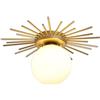 ZTTECH Applique da Parete e Plafoniera Design Sole in Metallo Dorato con Globo in Vetro Satinato Attacco G9 per Corridoio Ingresso Balcone Camera Cabina Armadio