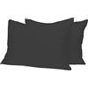 Home Tresor - Coppia Federe per Guanciali Letto con 3 Bottoni Clic Clac, Misura cm. 52x82, Made in Italy, 100% Puro Cotone, 57 fili cm^2, Tinta Unita PIOMBO