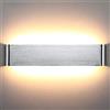 Mengjay® LED Lampada da Parete 12W Bianco Caldo, Moderno Up Down Applique da Parete con 85V-265V, Perfetto per Soggiorno Bagno Camera da Letto Scale Corridoio Luce Notturna. (Argento, bianco caldo)