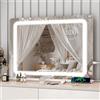 Dradaomull Specchio Trucco con Luci, Specchio Hollywood da Tavolo con LED, 3 colori di illuminazione, specchio da trucco con USB e ingranditore 10x, Installazione su tavolo e a parete, Bianco - 80*55cm