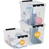 SmartStore Scatole di immagazzinaggio Bonus Pack 2 x 52L + 1 x 32L, rinforzate, trasparenti, 10 anni di garanzia, sicurezza alimentare, chiusura a clip, impilabili e impilabili, senza BPA, L50 x W39 x