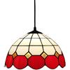 WDBZTJ 30cm Lampadari Stile Tiffany, Vintage Vetrate Plafoniera, Decorazione Retrò Ciondolo Lampada A Sospensione Per Camera Da Letto Soggiorno Ristorante [Classe Energetica A + + +].,Rosso
