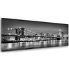 Feeby Frames Feeby Quadro Su Tela Ponte Di Brooklyn New York 120x40 cm 1 pezzo Stampa Murale Immagini Moderni per Soggiorno Camera da Letto Ufficio Cucina Grattacieli Edifici Architettura Acqua Bianco E Nero