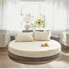 KXCAQ Lenzuolo morbido cotone rotondo lenzuolo con angoli tinta unita copriletto rotondo set biancheria da letto coprimaterasso coprimaterasso lenzuolo morbido 220x220 cm beige