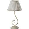 ONLI - Abat-jour in metallo avorio spennellato oro e paralume in tessuto avorio plissé e ricamo oro ai bordi. 1 x E14 Stile classico, vintage per comodino camera da letto.