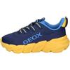Geox J FLEXYPER Fast Boy Sneaker, Navy/Yellow, 35 EU