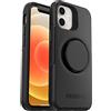 OtterBox Cover per iPhone 12 mini Otter+Pop, resistente a shock e cadute; cover con PopGrip PopSockets, testata 3x vs le norme anti caduta MIL-STD 810G, Nero
