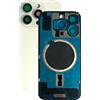 SVV Cover posteriore per iPhone 16 Pro Max. premontato: con magnete, supporto in metallo, anelli per fotocamera, ecc. Vetro posteriore di ricambio OEM (bianco)