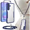 Yutwo Cover per Samsung Galaxy A57 5G con Cordino, Custodia Trasparente Antiurto 360° per Samsung Galaxy A57 5G con Laccio, Pad e Gancio Rimovibili e Laccetto Regolabile, Blu