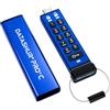 iStorage datAshur PRO+C 128 GB - Unità USB Type-C sicura - FIPS 140-3 Livello 3 certificato - Protezione PIN - Adattatore Type-C-A incluso.
