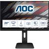 AOC X24P1 USB Hub Monitor 24 pollici WUXGA, 60Hz, IPS, 4ms GtG, altezza regolabile, Speakers,TBC, (1920x1200 HDMI 1x 1.4 DP 1x 1.2) nero