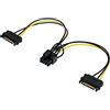 POPPSTAR Cavo di alimentazione scheda grafica PCI-Express Y da 20 cm - 2x connettore di alimentazione Sata 15 pin (f) a 1x adattatore PCIe 8 pin (m)