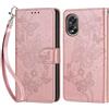 KENHONER Custodia per Oppo A38 4G/A18 4G Cover, Oro rosa Farfalla | Portafoglio in Pelle PU Retro, Antiurto Flip, Slot per Schede, Funzione Stand, Chiusura Magnetica