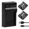 iPrize 2X CGA-S005 1100mAh e caricabatterie per Panasonic Lumix DMC-FC01 FX50 FX100 LX3 LX9