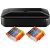 IC-Office iX6850 - Stampante a getto d'inchiostro a colori DIN A3+ (stampa per ufficio, foto, testo, 9600 x 2400 DPI, WiFi, USB, stampa diretta, applicazione stampa), nero + 10 cartucce