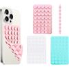 Vilbocr 3 custodie a ventosa double-face con 80 ventose, in silicone antiscivolo, supporto per telefono per selfie e video (bianco, rosa, verde)