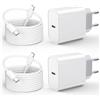 LumFocus 2-Pack 25W Caricatore USB C con 2M Cavo, Rapido Presa USB C Caricabatterie for iPhone 17/17 Pro/17 Pro Max/Air/16 15 Series, iPad, Samsung S26/S25, Spina Typ C Alimentatore Adattatore Fast Charger
