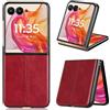 Jiajihua Custodia Compatibile con Motorola Moto Razr 50 Ultra [Struttura in pelle PU][PU+PC+TPU] 3 in 1 Copertura per fotocamera Red