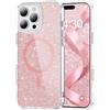 SIYOPINPFY Cover Brillante per iPhone iPhone 13 Pro Compatibile con MagSafe, Trasparente Carino Glitter Bling Scintillante per Donne e Ragazze, Custodia Magnetica Antiurto Lucida (Lucida Rosa)
