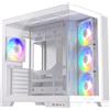 Silentware View A-RGB White Midi Tower Case PC, parte anteriore e laterale in vetro temperato, 4 ventole A-RGB da 120 mm, 4 pin-PWM a 3 pin, GPU fino a 410 mm, USB-C, ATX/mATX/ITX, design showcase