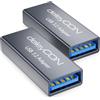 deleyCON Adattatore Accoppiatore USB (2 Pezzi) in Alluminio 5 Gbps - Presa A a Presa A - Collega/Estendi 2 Cavi USB - Compatibile con 3.2/3.1/3.0/2.0
