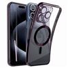 N NEWTOP Cover CV33 TPU Compatibile per iPhone 15 Pro Max, Cornice Colorata Retro Trasparente Morbida Custodia Protezione Fotocamera in Vetro Temperato Completa per Ricarica Wireless Magnete (Viola)