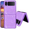 Yarxiawin Custodia per Samsung Galaxy Z Flip 3, Rosa Effetto Glitter per Samsung Flip 3 Cover Trasparente Antiurto Silicone Rigida Case Sottile Estetica per Donne (Viola)