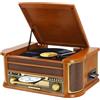 JORLAI Giradischi 9 in 1 con Bluetooth, Radio AM/FM, Lettore CD e Cassette, Riproduzione USB, Telecomando, Altoparlanti Integrati, Giradischi Vintage