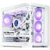 SAMA V60 Case PC Mid Tower, Pannello in Vetro Temperato Curvo, 7 Ventole ARGB PWM da 120mm con Hub per Ventole, USB Type-C, Case ATX ad Alto Flusso d'Aria per Gaming PC, Supporto AIO da 360mm, Bianco