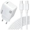 Unico 30 W Caricatore di Ricarica Rapida per iPhone 17 16 15/16 15 Pro/16 15 Pro Max/16 15 Plus/iPad 10 Generazione iPad Pro, Caricatore USB C Ricarica Rapida Charger Tipo C Adattatore con 60 W Cavo USB C