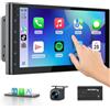 Haudio Autoradio 2 Din da 7 Pollici con Wireless CarPlay e Android Auto, Autoradio Screen IPS con Telecamera Posteriore,Mirror Link, Controllo Vocale, SWC/FM/RDS/AM, 25 Set UI a Tutte le Auto 2+64G