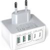 HONGYEE Caricatore USB C 50W, adattatore presa USB caricatore multi, 5 porte caricatore rapido iphone per iPhone 16 15 14 13 12 11 Pro Max X XS XR 8 7 6S Plus, iPad, caricatore rapido Samsung, Pixel